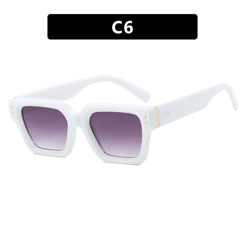 Square style retro ins sunglasses with high-end feel, no makeup, fashionable sunglasses