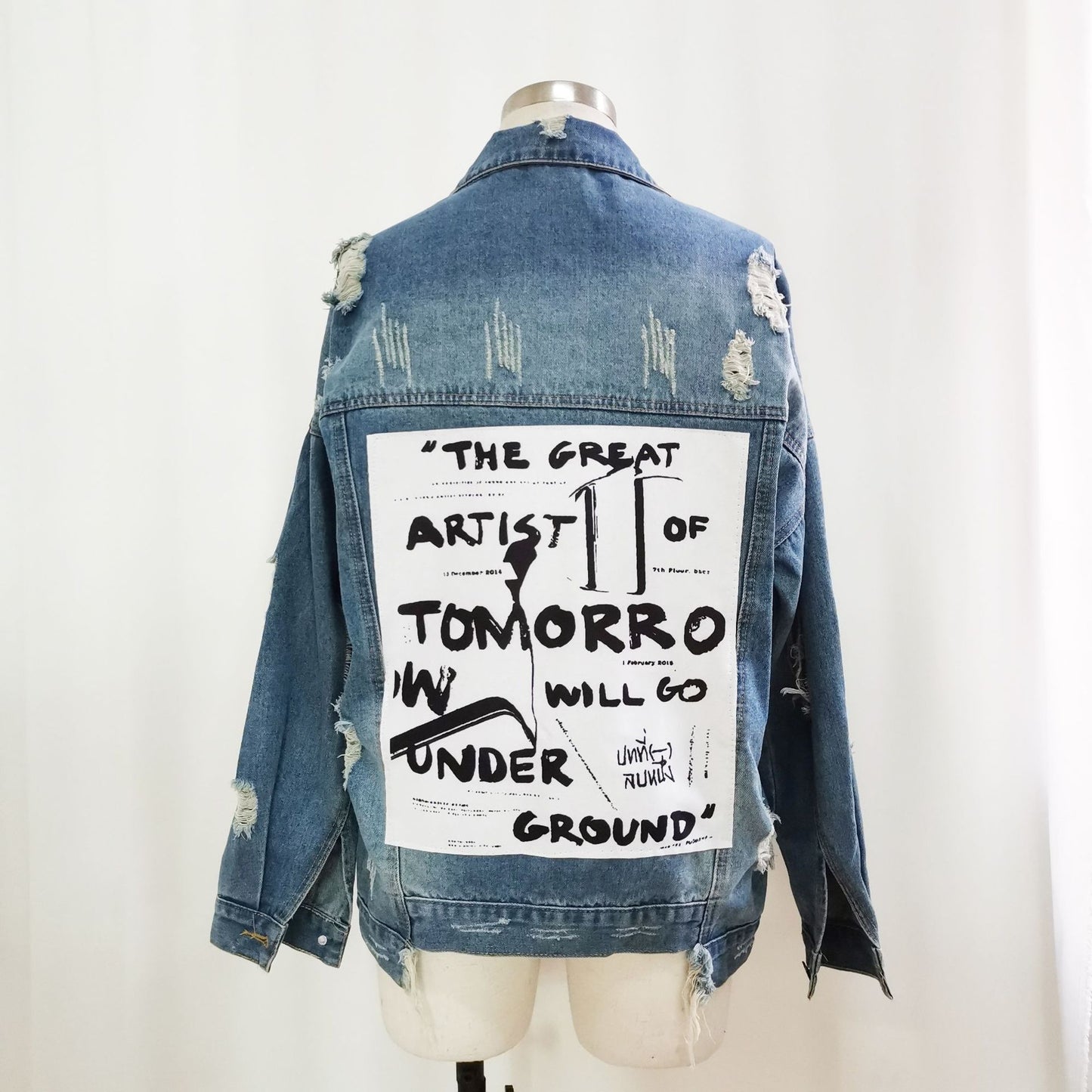 Basic Coat Bombers Vintage Fabric Patchwork Denim Jacket Women Cowboy Jeans Autumn Frayed Ripped Hole Jean Jacket