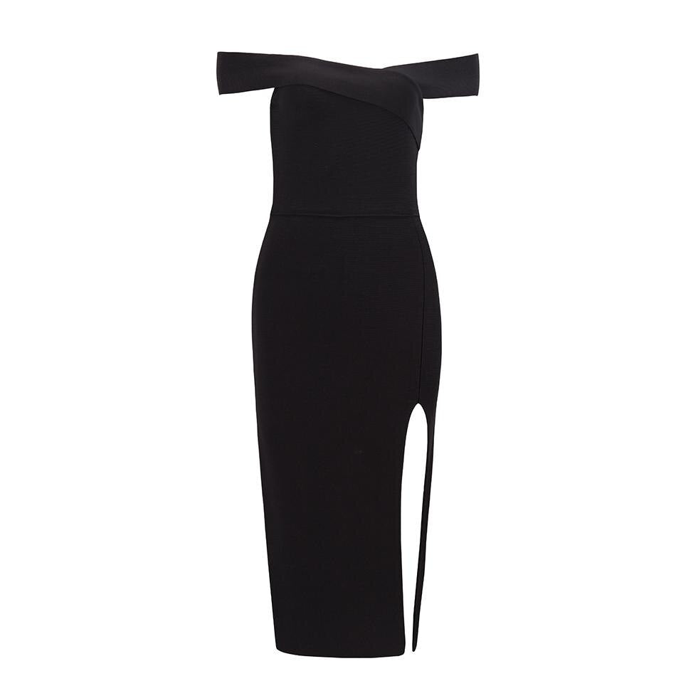 New Summer Celebrity Party Bodycon Bandage Dress Women Short Sleeve Off The Shoulder Sexy Split NightClub Dress Women Vestidos