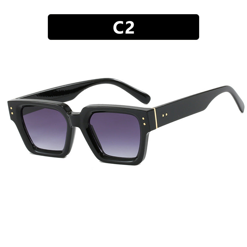 Square style retro ins sunglasses with high-end feel, no makeup, fashionable sunglasses