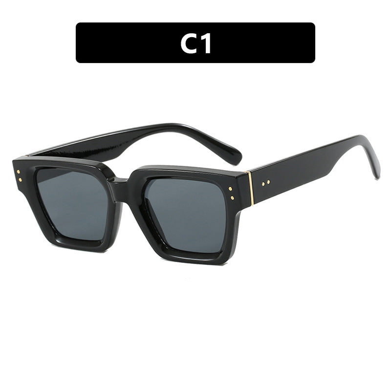 Square style retro ins sunglasses with high-end feel, no makeup, fashionable sunglasses