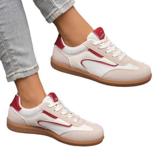 Contrast Round Toe Flat Sneakers