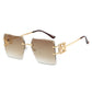 New square frameless cut edge sunglasses for fashionable women, personalized retro sunglasses trend