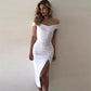New Summer Celebrity Party Bodycon Bandage Dress Women Short Sleeve Off The Shoulder Sexy Split NightClub Dress Women Vestidos