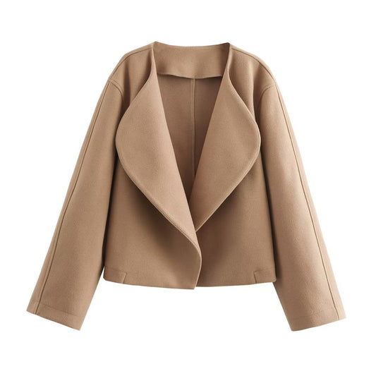 Autumn new style casual suit collar double-sided woolen cardigan short jacket