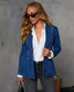 Fashionable casual washed blue denim women's suit jacket for women