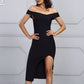 New Summer Celebrity Party Bodycon Bandage Dress Women Short Sleeve Off The Shoulder Sexy Split NightClub Dress Women Vestidos