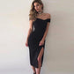 New Summer Celebrity Party Bodycon Bandage Dress Women Short Sleeve Off The Shoulder Sexy Split NightClub Dress Women Vestidos