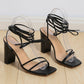 Cross Bandage High Heels Sandals Women Summer Fashion Lace-Up High Heels Peep Toe Shoes Female Square Heel Ladies Sandals